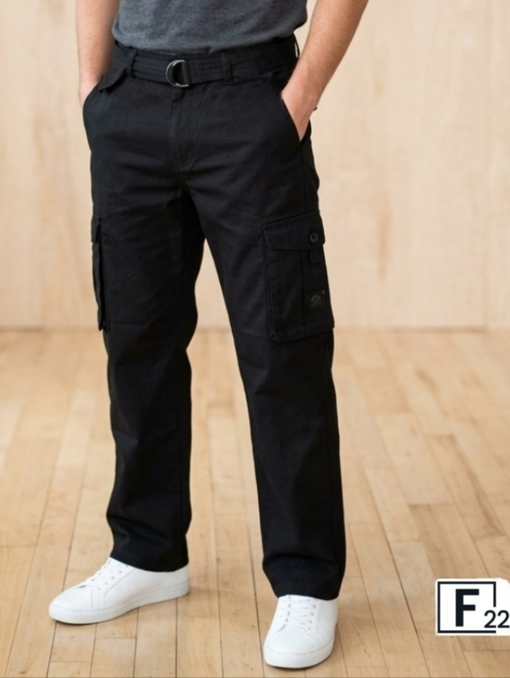 Black Cargo Pant With Belt